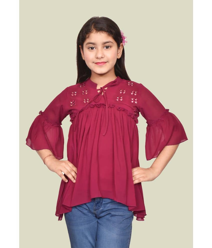 Arshia Fashions Pack of 1 Girls Georgette Top ( Magenta )
