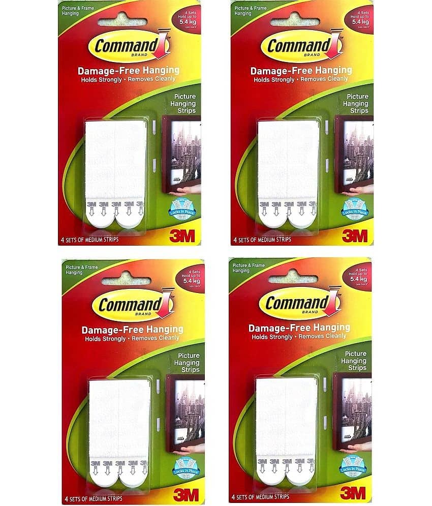 Command Plastic Picture Hanging Strips - Medium White Hook 1 (Pack Of 4) - Stationery | Buy online on ZillyBuy