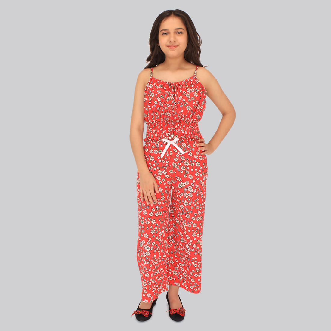     			Cutecumber Pack of 1 Girls Georgette Top With Pajama ( Red )