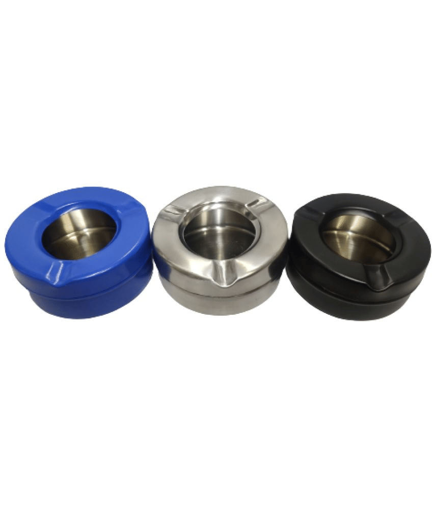 Dynore Stainless Steel Multi Color Lid Ash Tray- Black/Silver/Blue - Cookware | Buy online on ZillyBuy