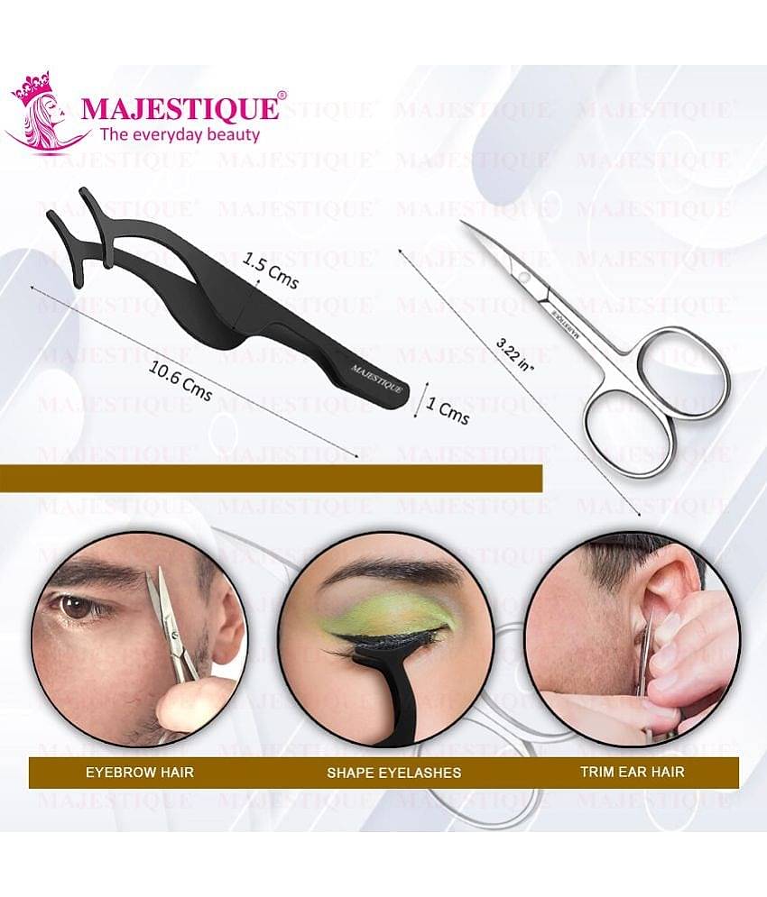 Majestique Professional 2Pcs Set Pointed Small Scissor & Eyelash Curlers Extension Applicator