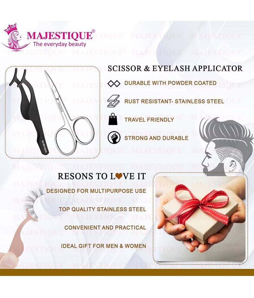 Majestique Professional 2Pcs Set Pointed Small Scissor & Eyelash Curlers Extension Applicator