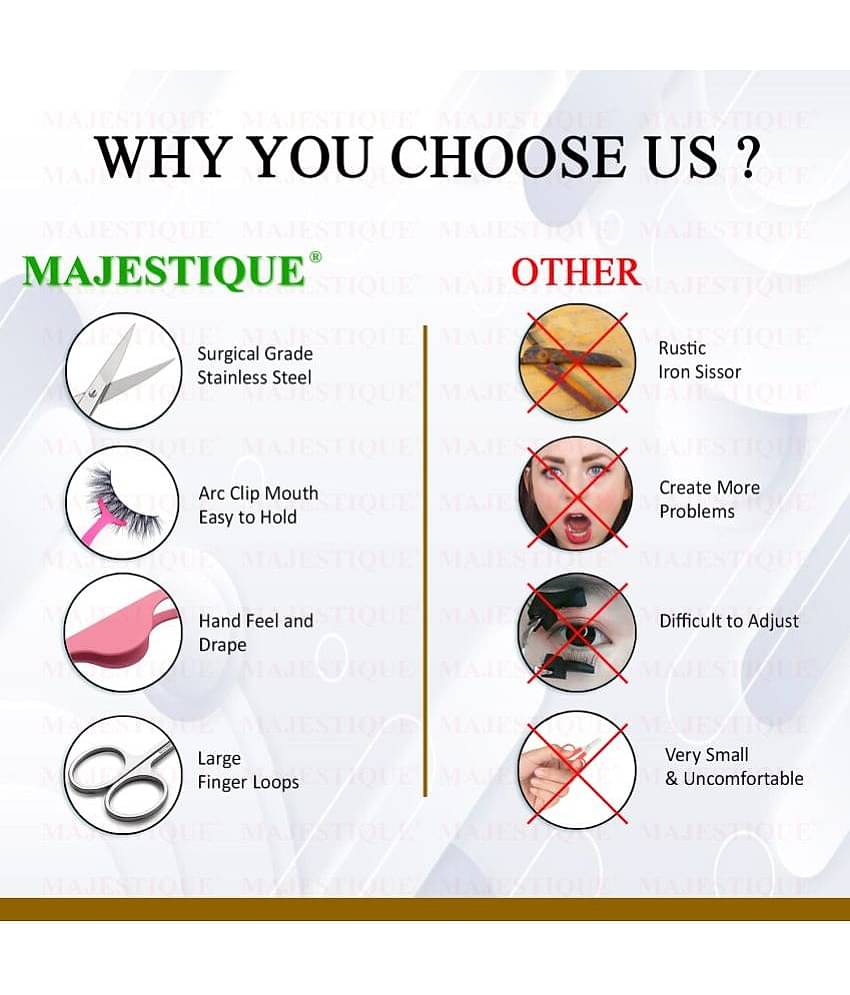 Majestique Professional 2Pcs Set Pointed Small Scissor & Eyelash Curlers Extension Applicator