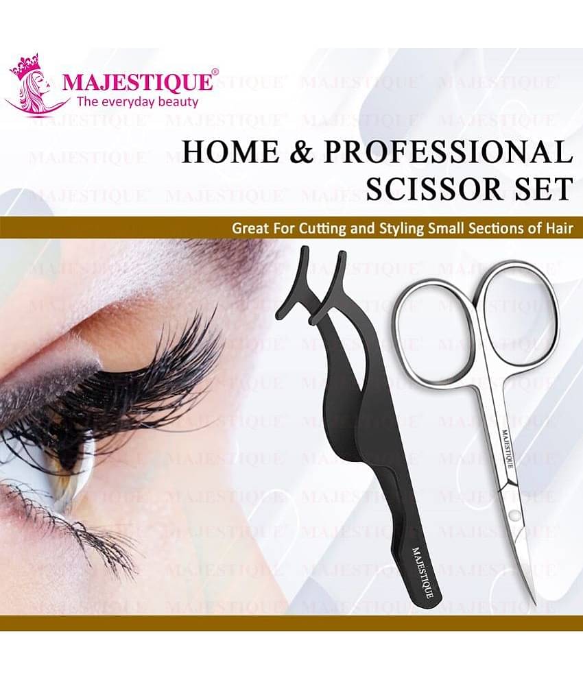 Majestique Professional 2Pcs Set Pointed Small Scissor & Eyelash Curlers Extension Applicator