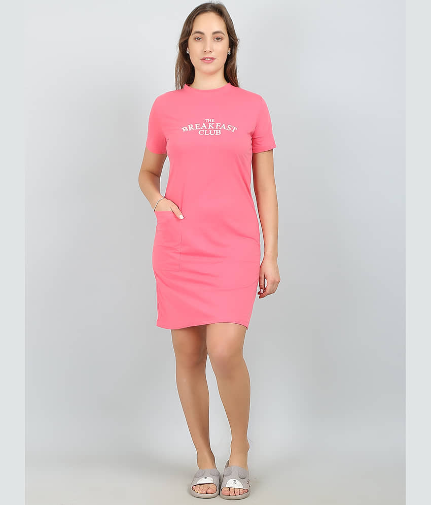 MEGASKA - Pink Cotton Women's Nightwear Night T-Shirt ( Pack of 1 ) - Nightwear & Loungewear | Buy online on ZillyBuy