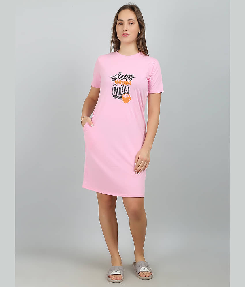 MEGASKA - Pink Cotton Women's Nightwear Night T-Shirt ( Pack of 1 ) - Nightwear & Loungewear | Buy online on ZillyBuy