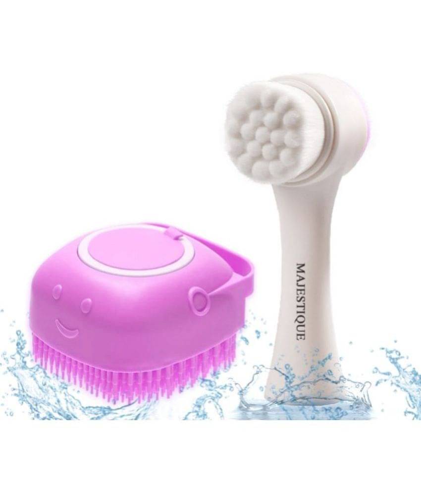     			Majestique 2Pcs Set Face Exfoliator Brush & Gentle Silicone Brush For Deep Cleansing