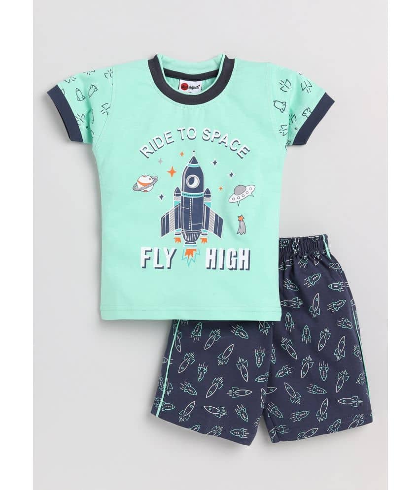 Mars Infiniti Pack of 1 Boys Cotton T-Shirt & Shorts Set ( Green )