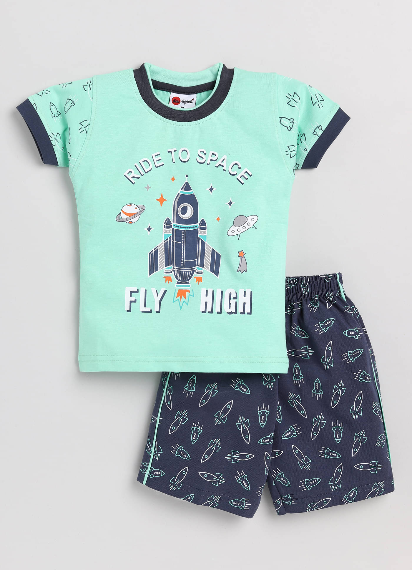     			Mars Infiniti Pack of 1 Boys Cotton T-Shirt & Shorts Set ( Green )