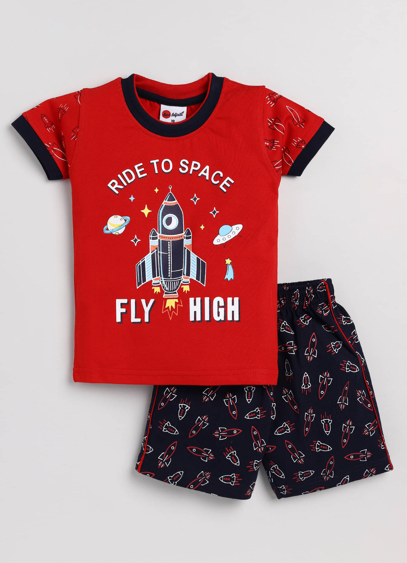     			Mars Infiniti Pack of 1 Boys Cotton T-Shirt & Shorts Set ( Red )