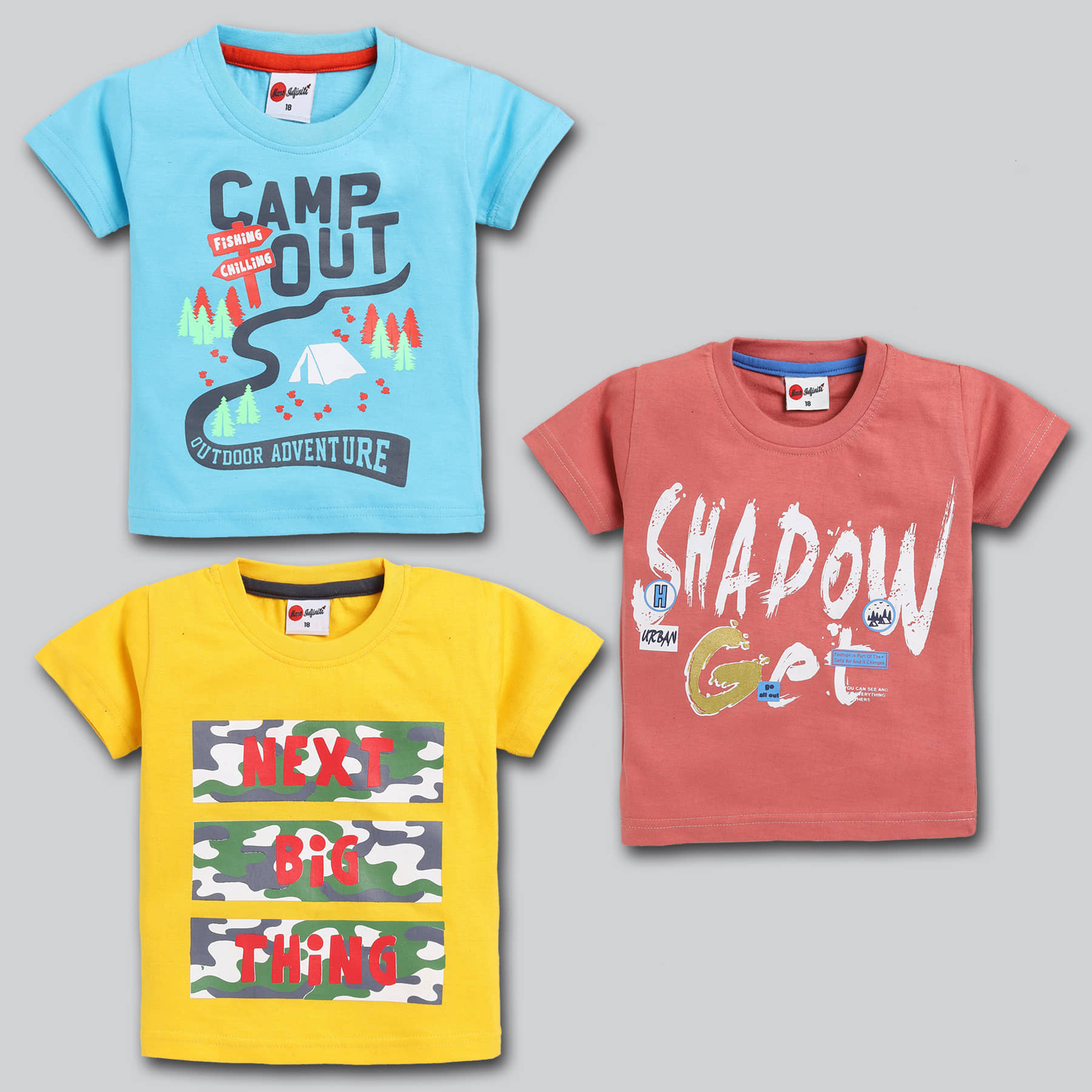 Mars Infiniti Pack of 3 Unisex for Baby Cotton T-Shirt ( Yellow )