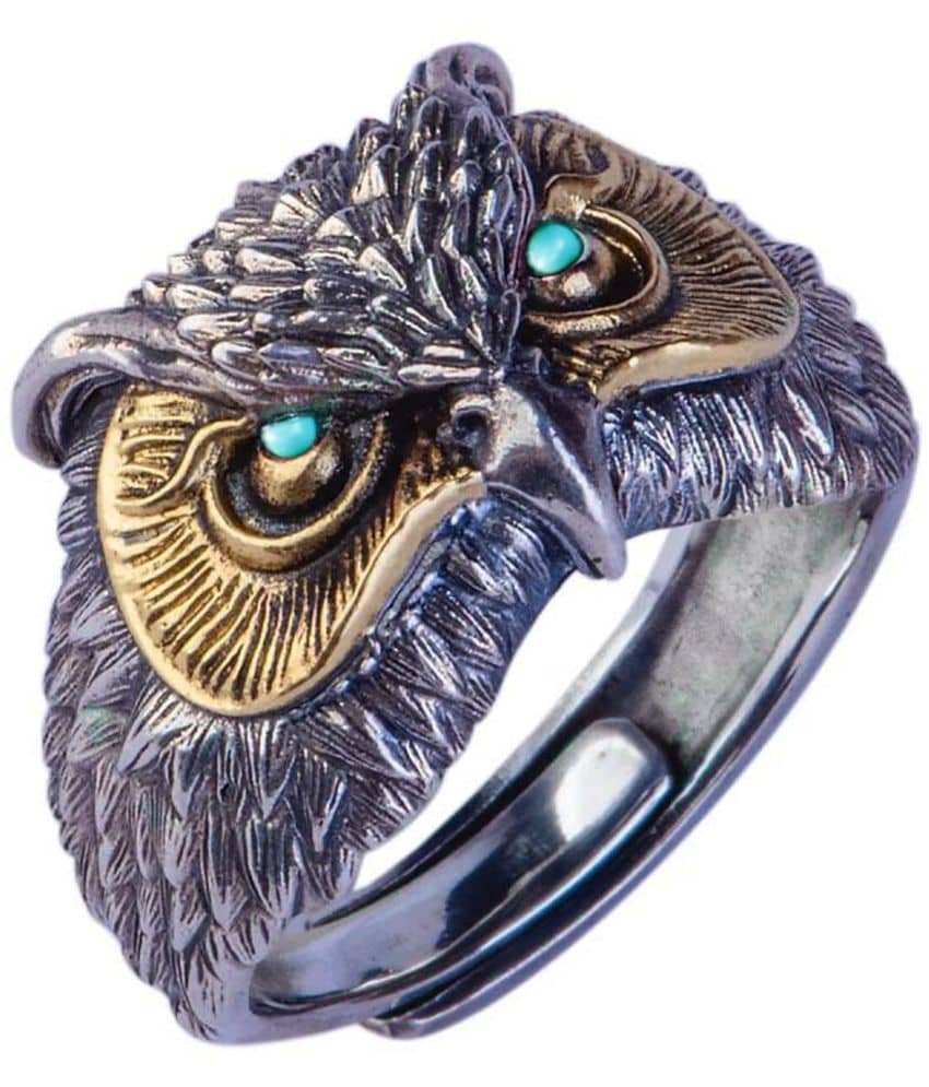Thrillz Latest Ring For Boys Owl Face Retro Vintage Punk Rings Silver Finger Ring For Men Girls Adjutable Ring Unisex Rings