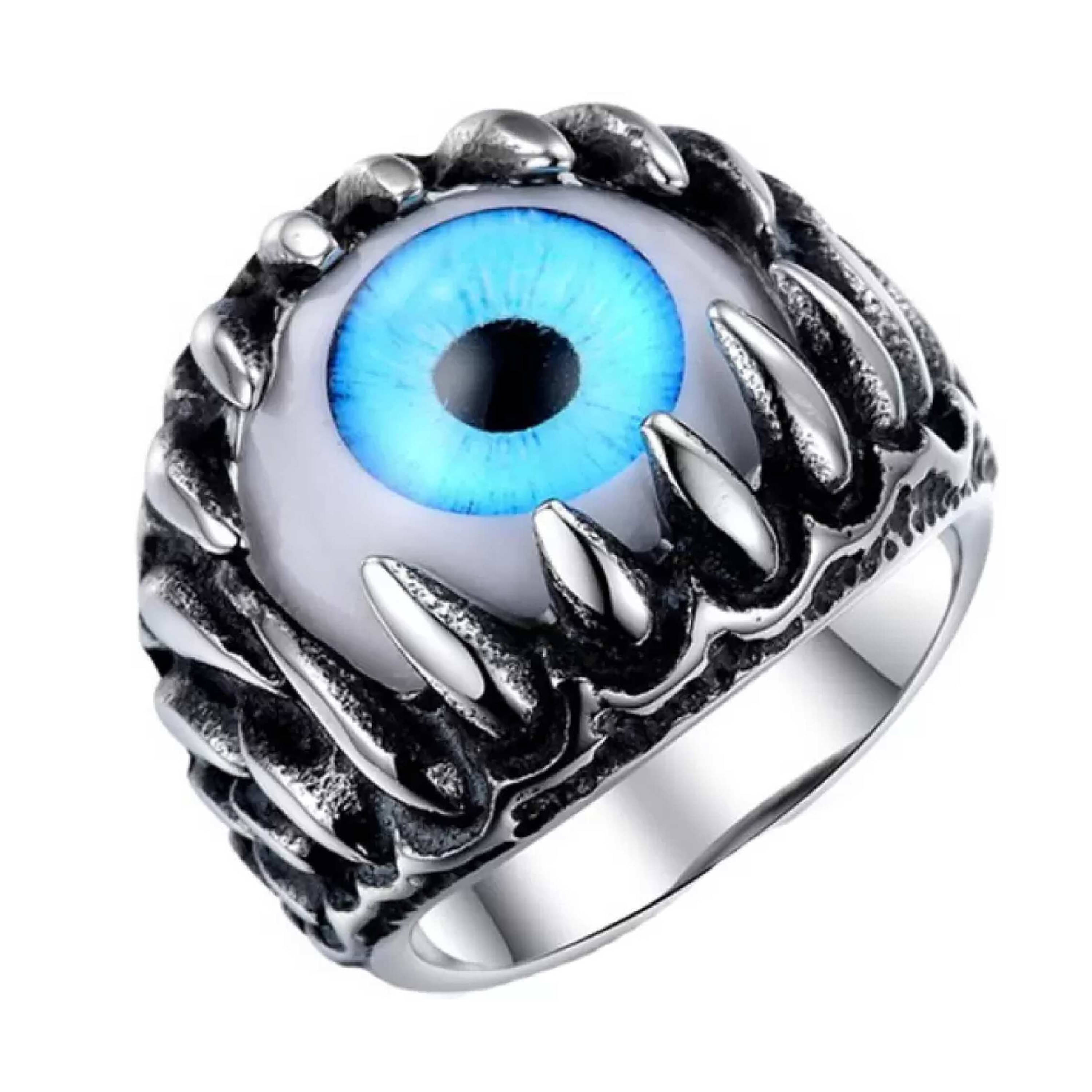 Thrillz Stylish Men's Silver Ring For Boys Stainless Steel Evil Eyes Silver Finger Ring For Men Girls Thrillz Stylish Men's Silver Ring For Boys Stainless Steel Evil Eyes Silver Finger Ring For Men Girls