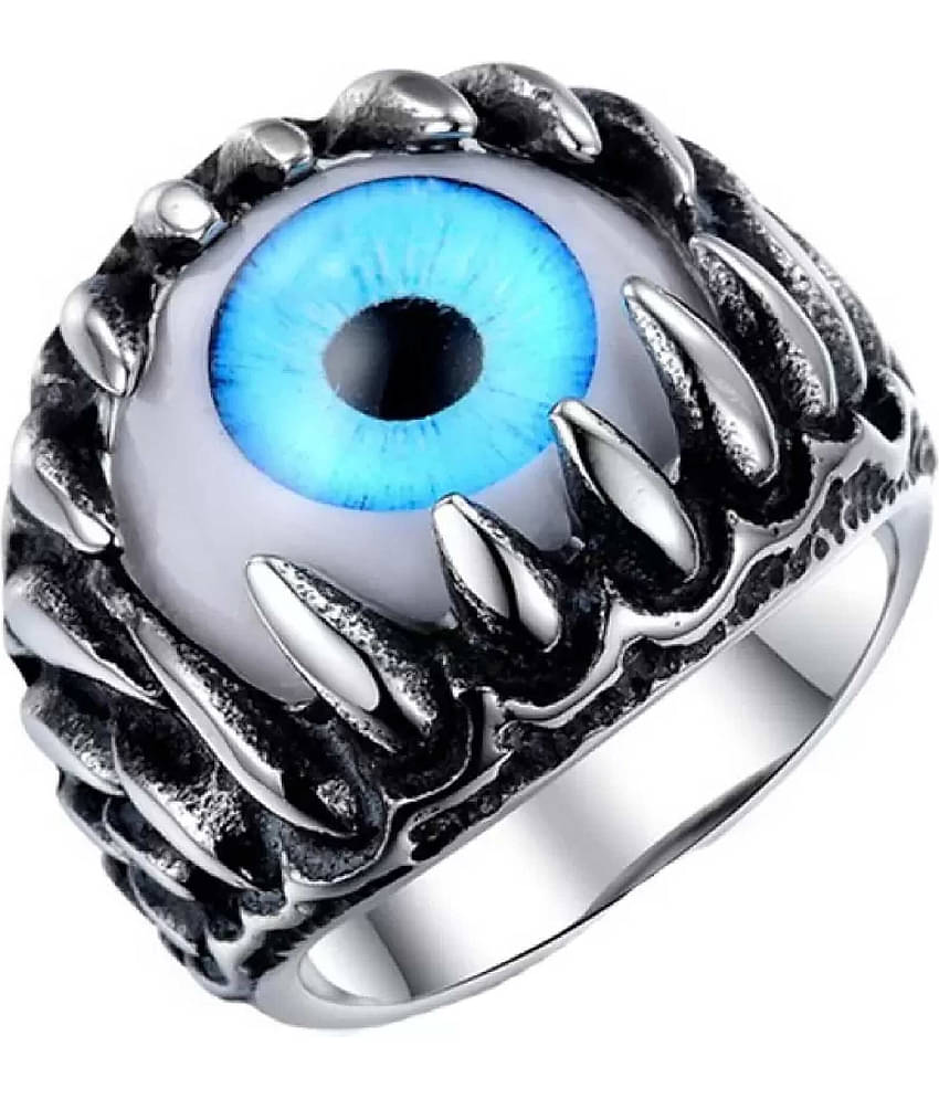 Thrillz Stylish Men's Silver Ring For Boys Stainless Steel Evil Eyes Silver Finger Ring For Men Girls