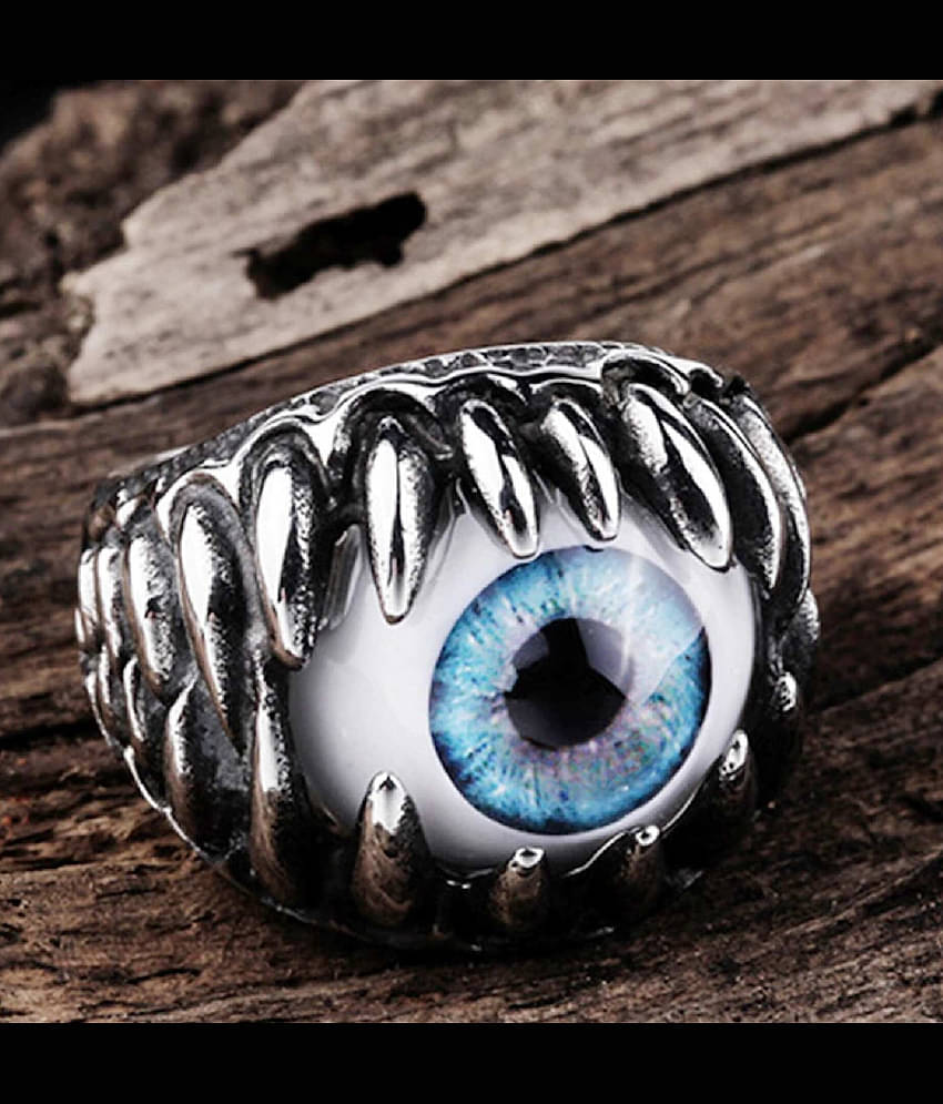 Thrillz Stylish Men's Silver Ring For Boys Stainless Steel Evil Eyes Silver Finger Ring For Men Girls