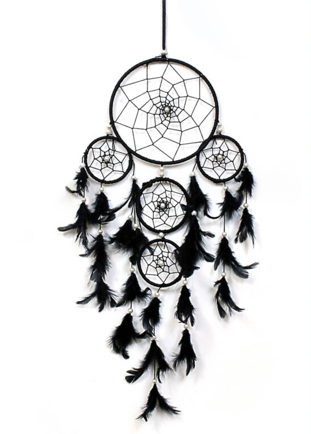 Zimka - Black Feather Dream Catcher - Pack of 1 ( 75 X 15 cms )