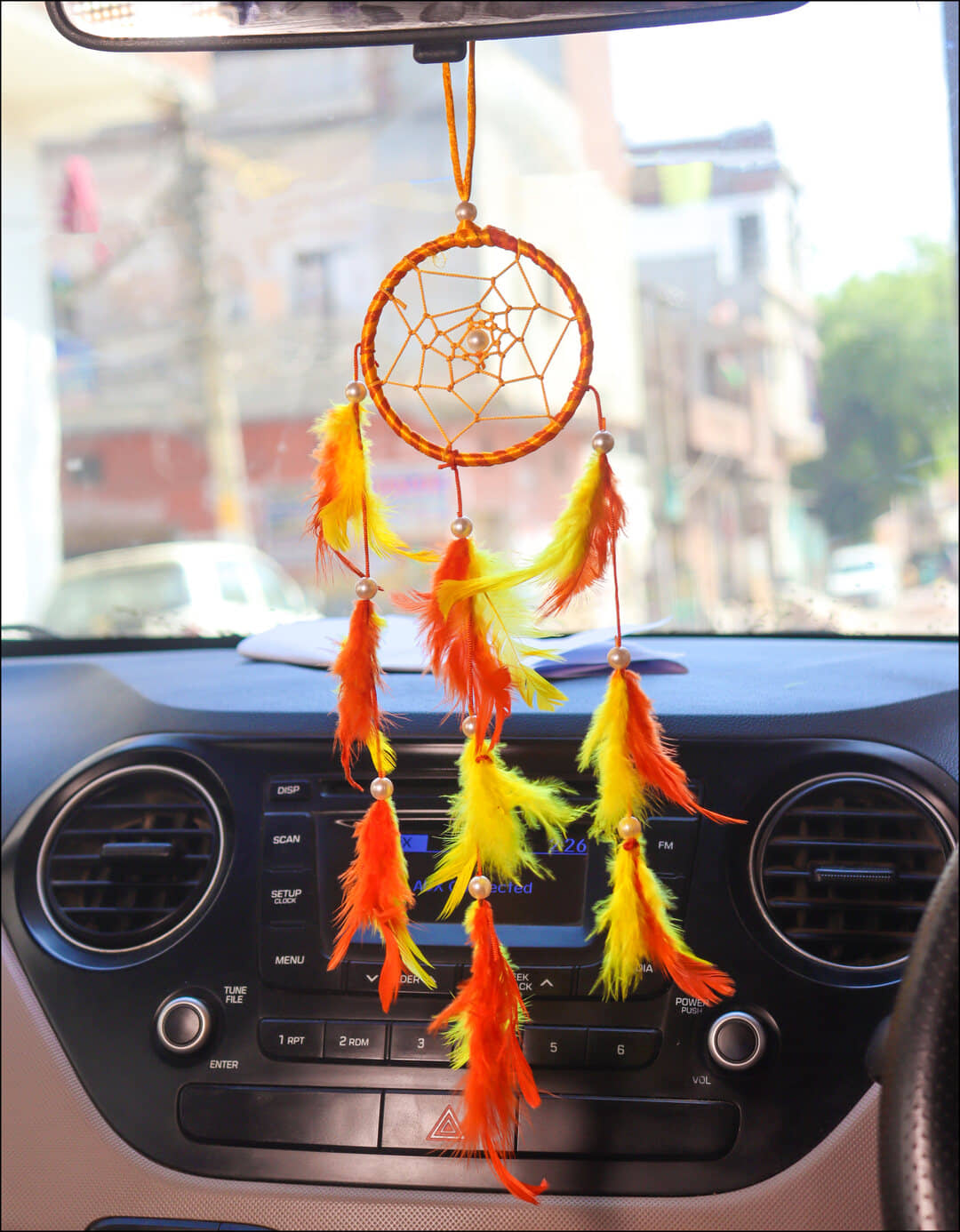 Zimka - Multicolor Feather Dream Catcher - Pack of 1 ( 17 X 7 cms )