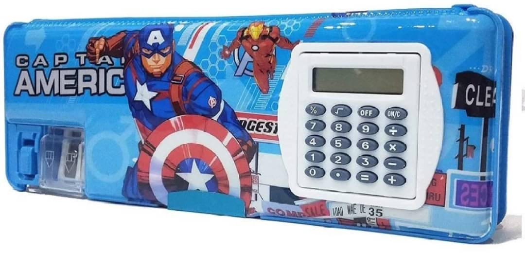     			1943 B BUY SMART-1 Pcs calculator geometry, calcic Geo, Dual Sharpener With Calculator, Double sided Stationary Box for Girls Art Plastic Pencil Box (Random Selection For Design)
