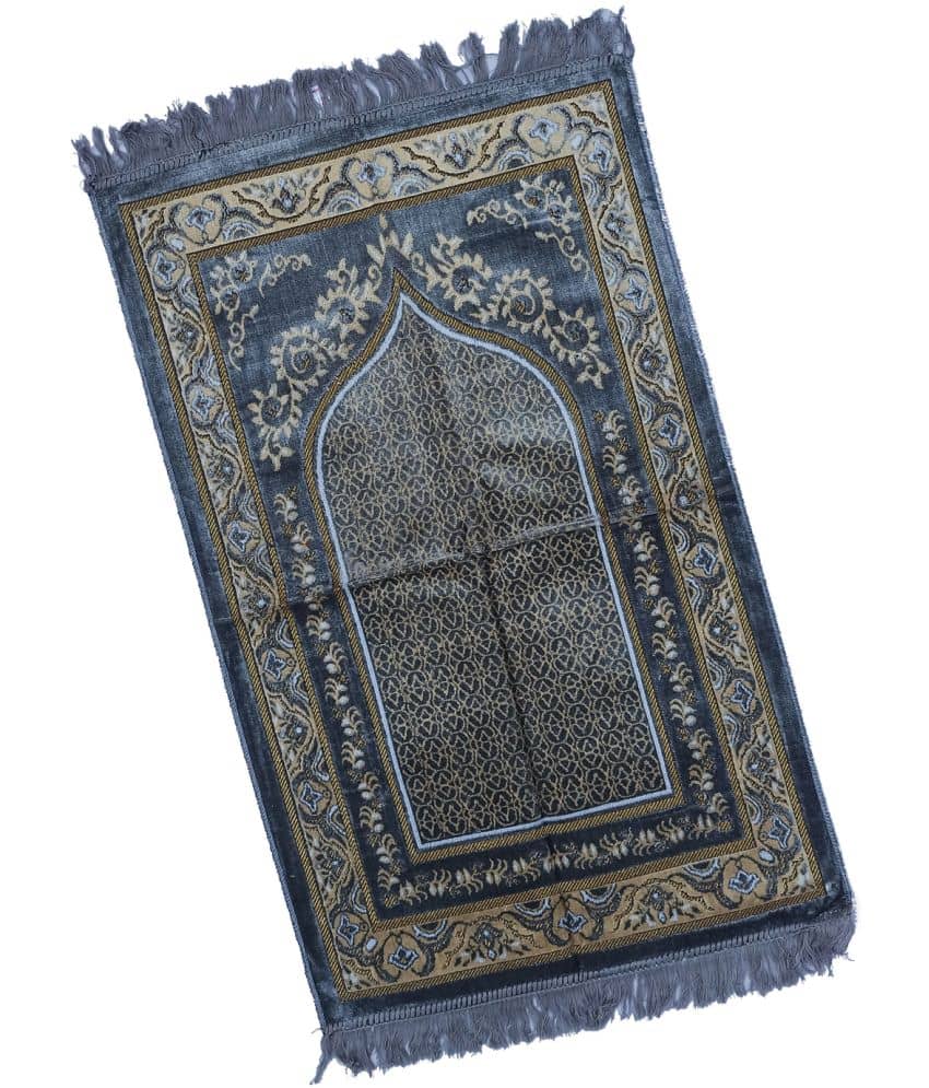 ADIRNY Gray Single Velvet Prayer Mat ( 110 X 70 cm )