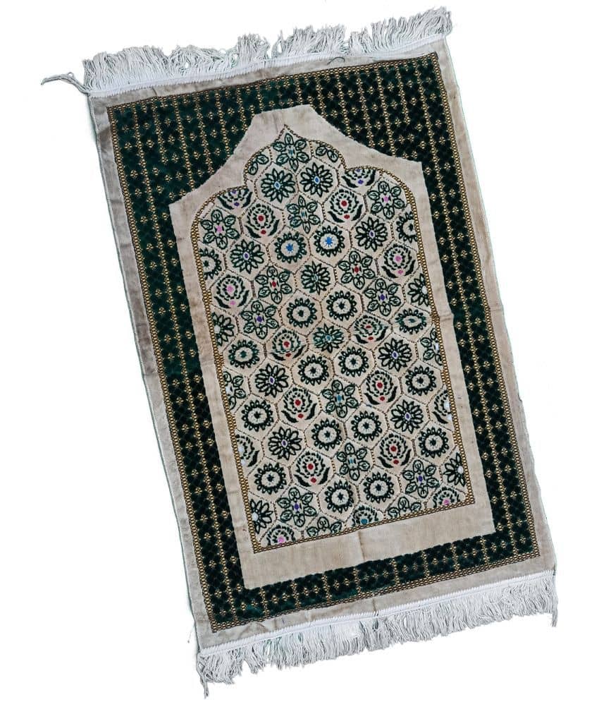 ADIRNY Green Single Velvet Prayer Mat ( 110 X 70 cm )