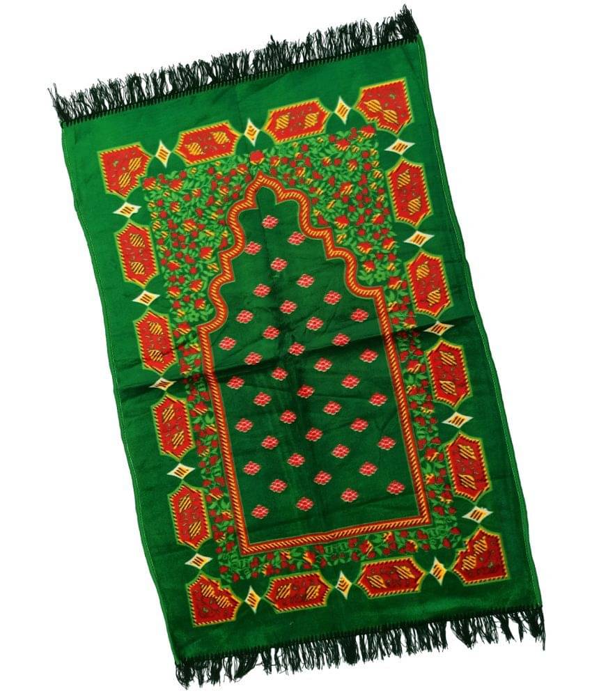     			ADIRNY Green Single Velvet Prayer Mat ( 115 X 75 cm )