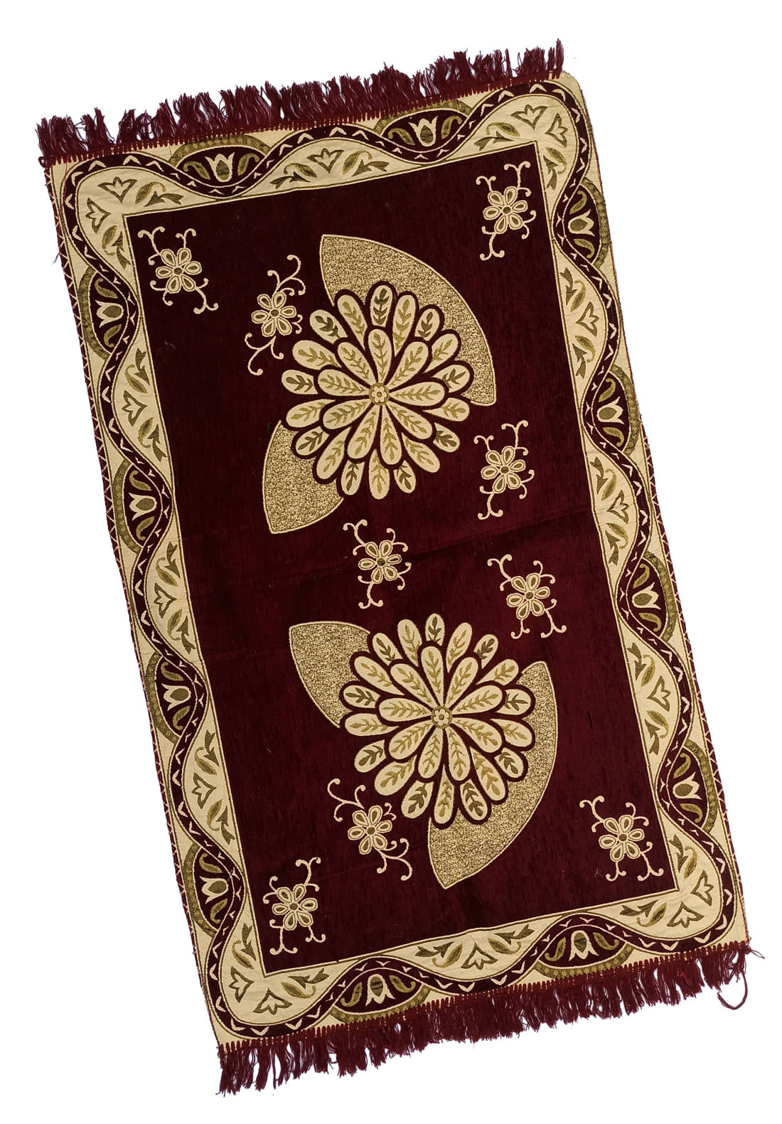 ADIRNY Maroon Single Cotton Prayer Mat ( 135 X 85 cm )