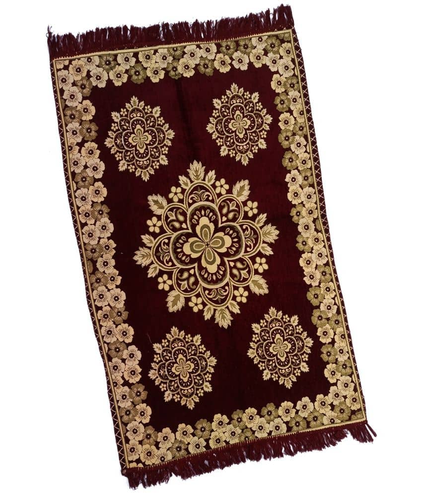 ADIRNY Maroon Single Cotton Prayer Mat ( 135 X 85 cm )