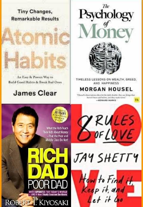     			Atomic Habits + The Psychology of Money +  Rich Dad Poor Dad + 8 Rules of Love