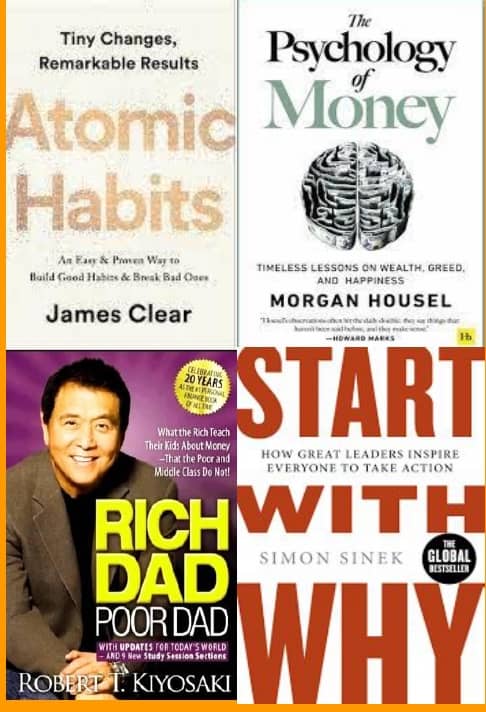 Atomic Habits + The Psychology of Money +  Rich Dad Poor Dad + Start With why - Stationery | Buy online on ZillyBuy