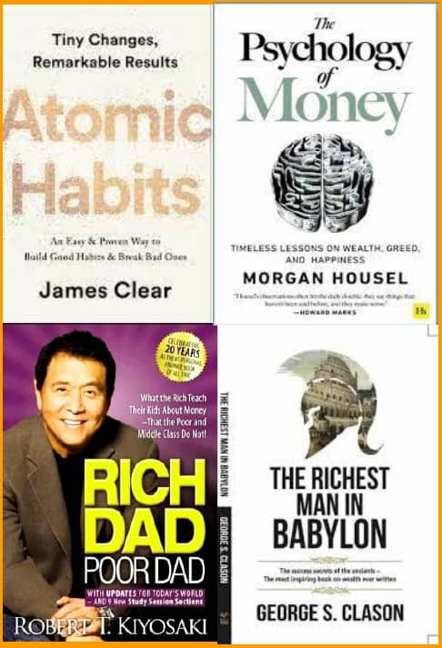 Atomic Habits + The Psychology of Money +  Rich Dad Poor Dad +The Richest Man in Babylon - Stationery | Buy online on ZillyBuy