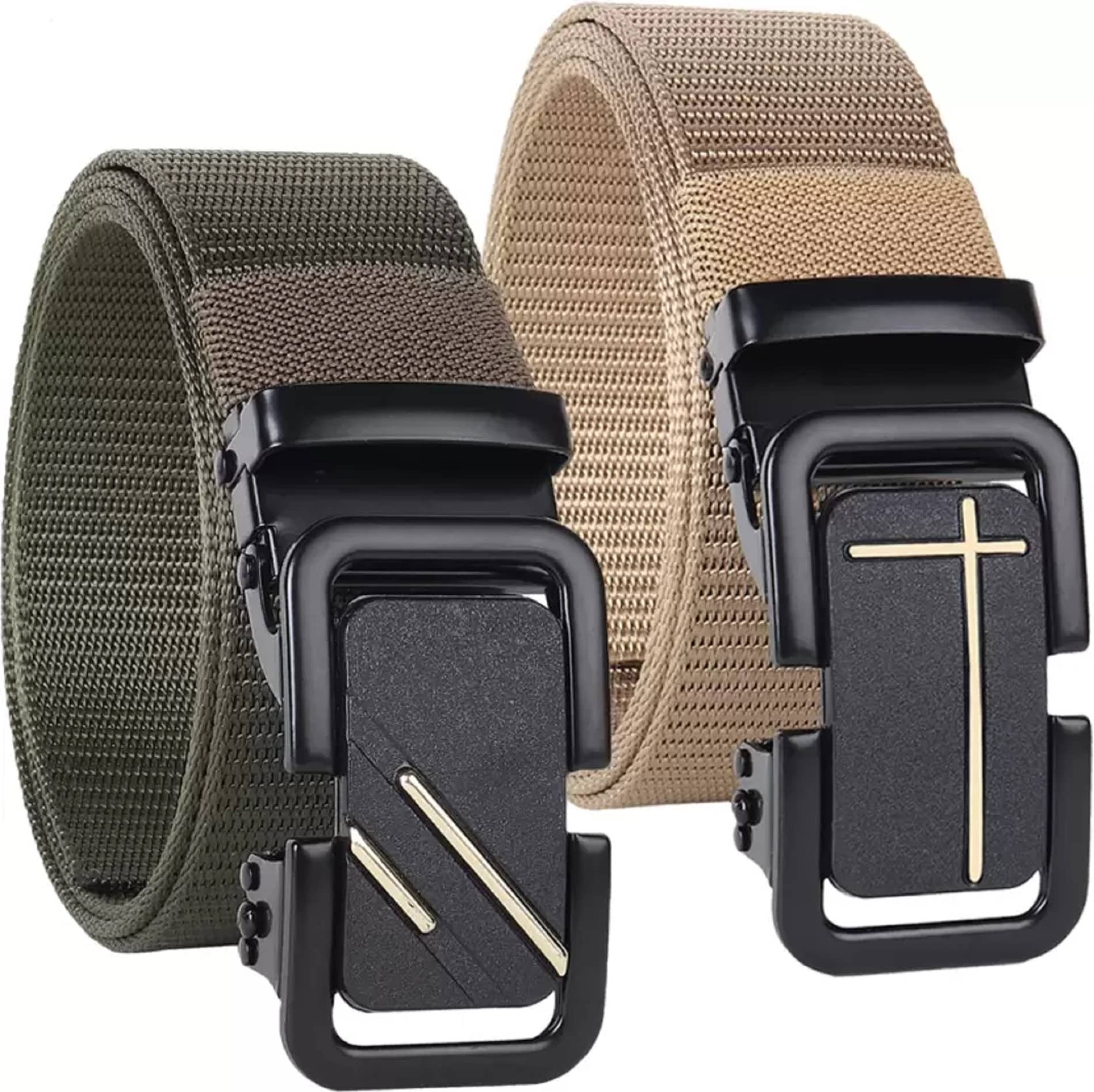 Clock21 - Black Nylon Men's Reversible Belt ( Pack of 2 )
