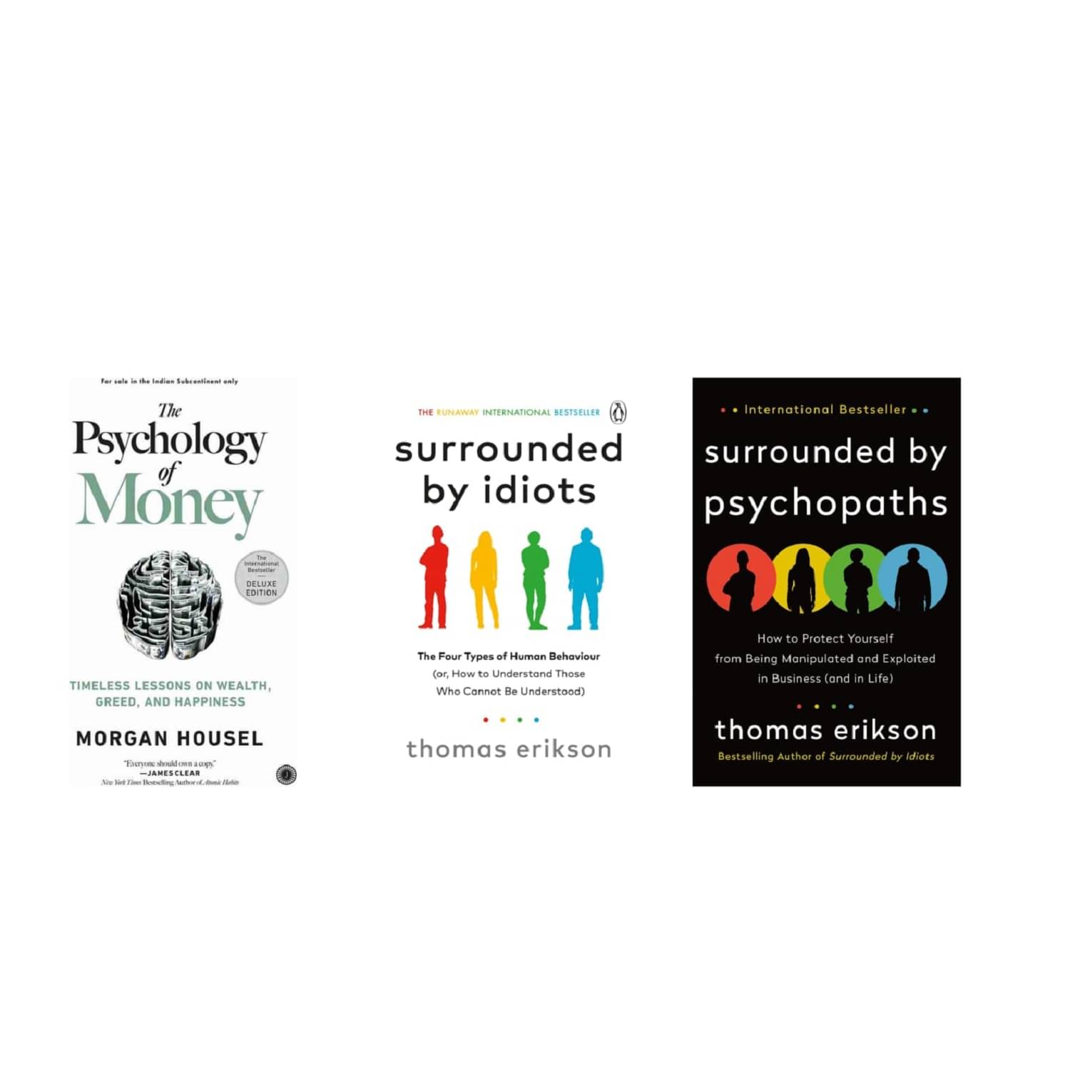     			( Combo Of 3 Pack ) The Psychology of Money & Surrounded by Idiots & Surrounded by Psychopaths Paperback 2020 by Thomas Erikson & Morgan Housel