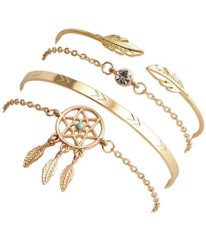 FASHION FRILL - Gold Charm Bracelet ( Pack of 4 ) - Bangles & Bracelets | Buy online on ZillyBuy