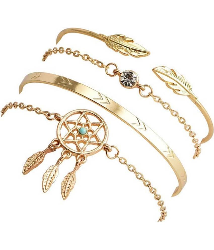 FASHION FRILL - Gold Charm Bracelet ( Pack of 4 ) - Bangles & Bracelets | Buy online on ZillyBuy