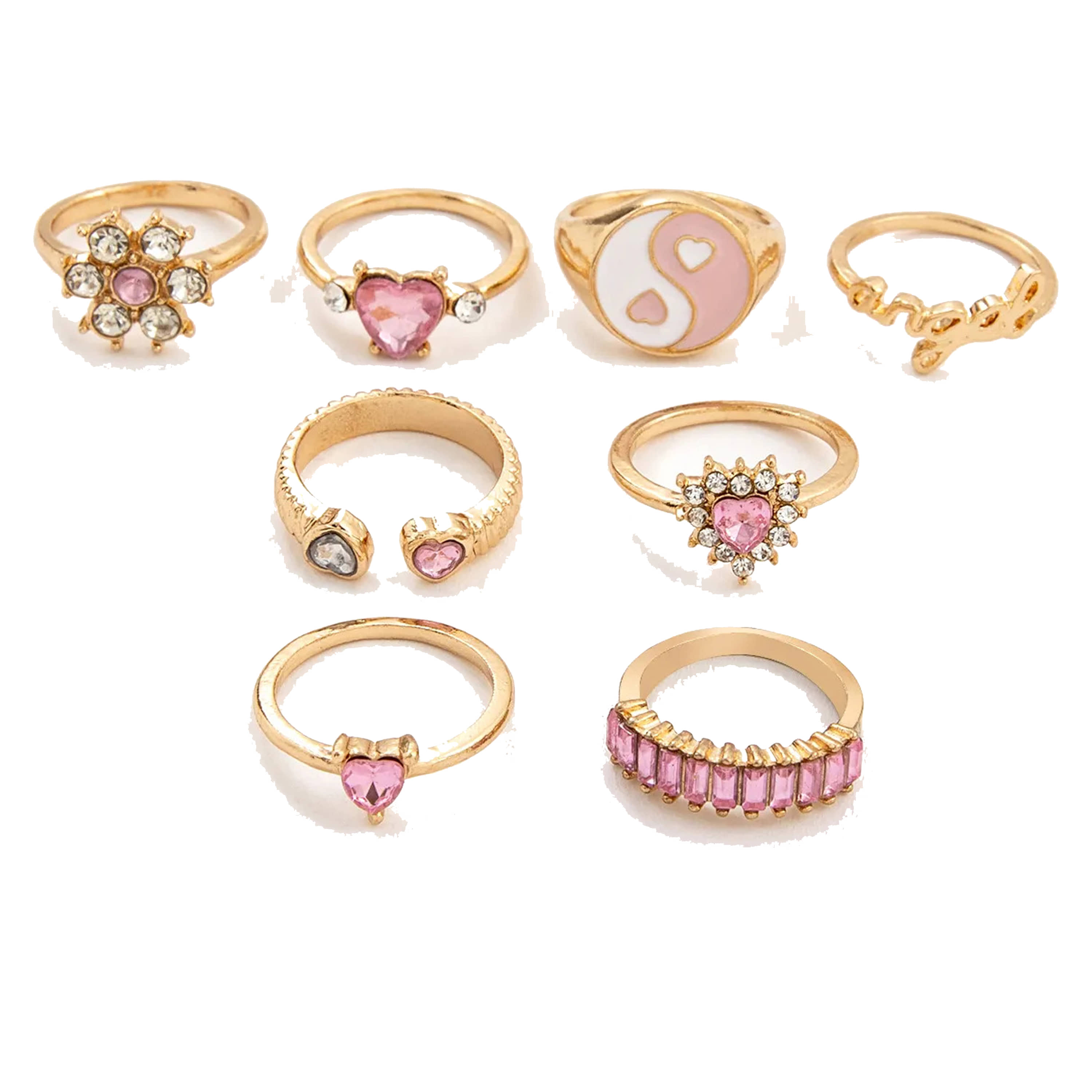 FASHION FRILL - Golden Rings Combo ( Pack of 8 )