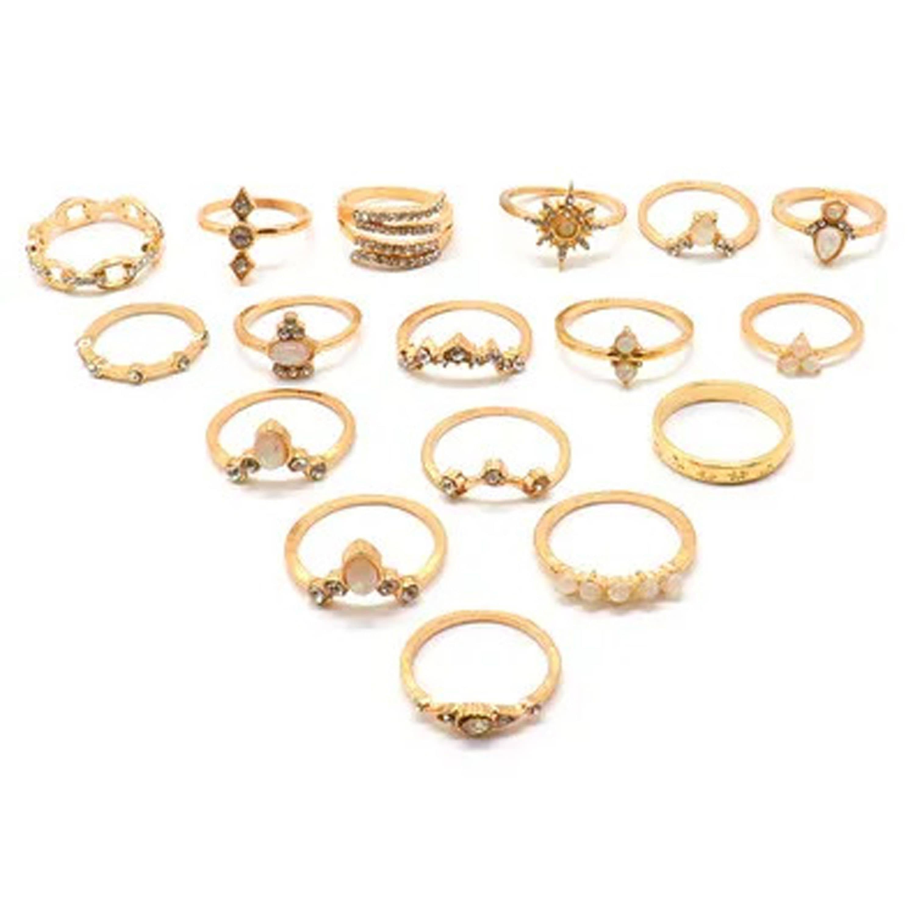 FASHION FRILL - Golden Rings Combo ( Pack of 1 )