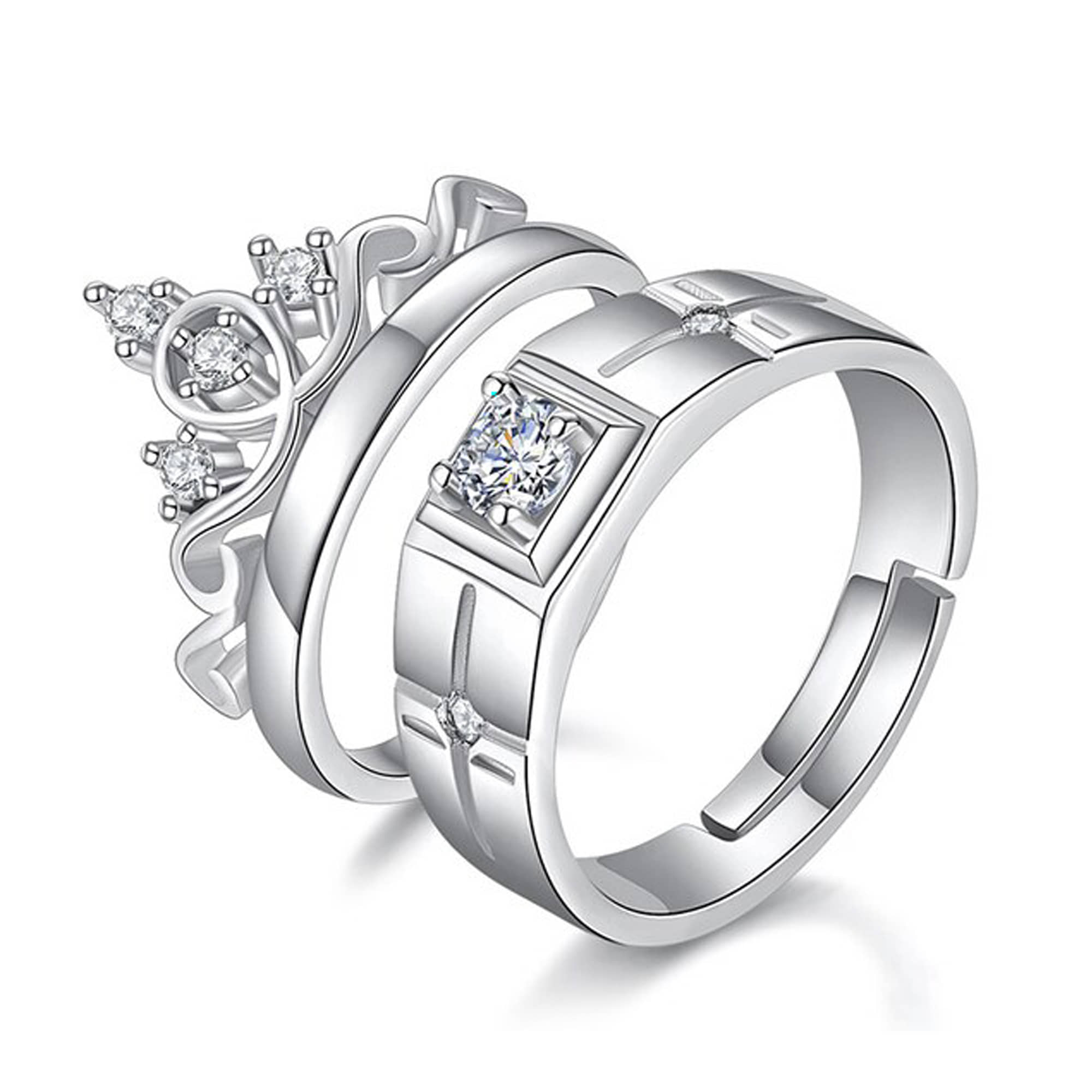 FASHION FRILL - Silver Couple Ring ( Pack of 2 )