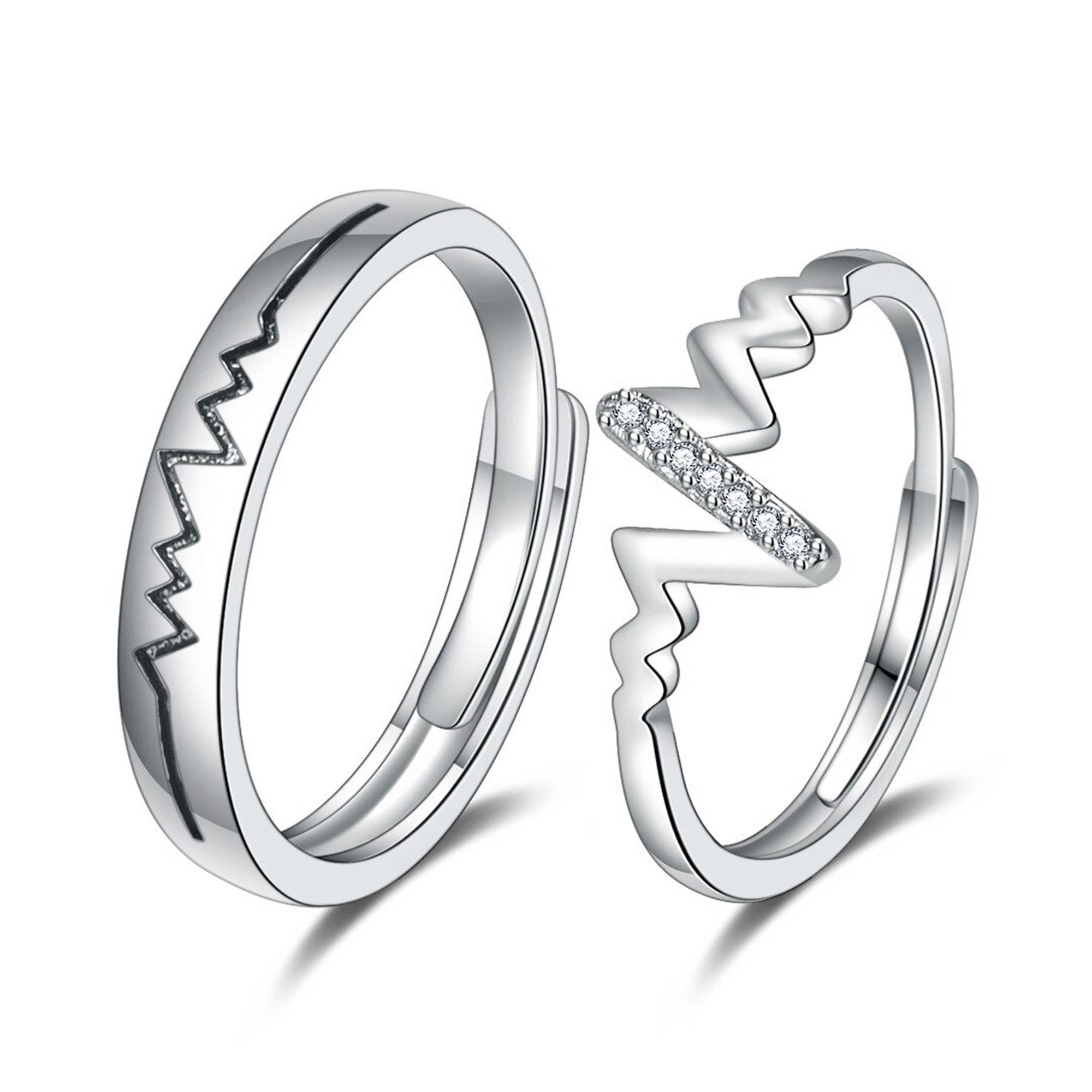     			FASHION FRILL - Silver Couple Ring ( Pack of 2 )