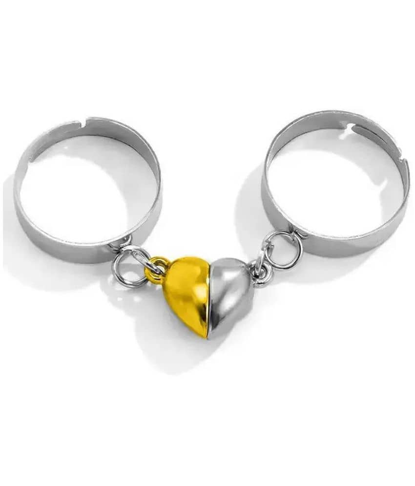 FASHION FRILL - Silver Couple Ring ( Pack of 2 )