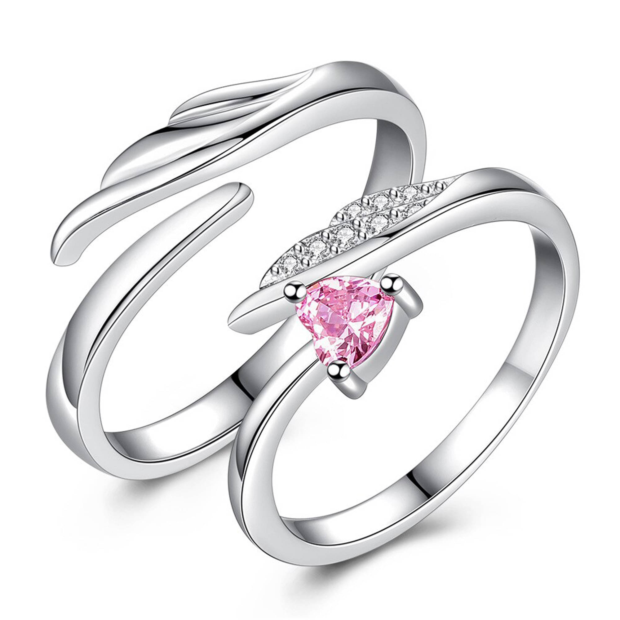     			FASHION FRILL - Silver Couple Ring ( Pack of 2 )