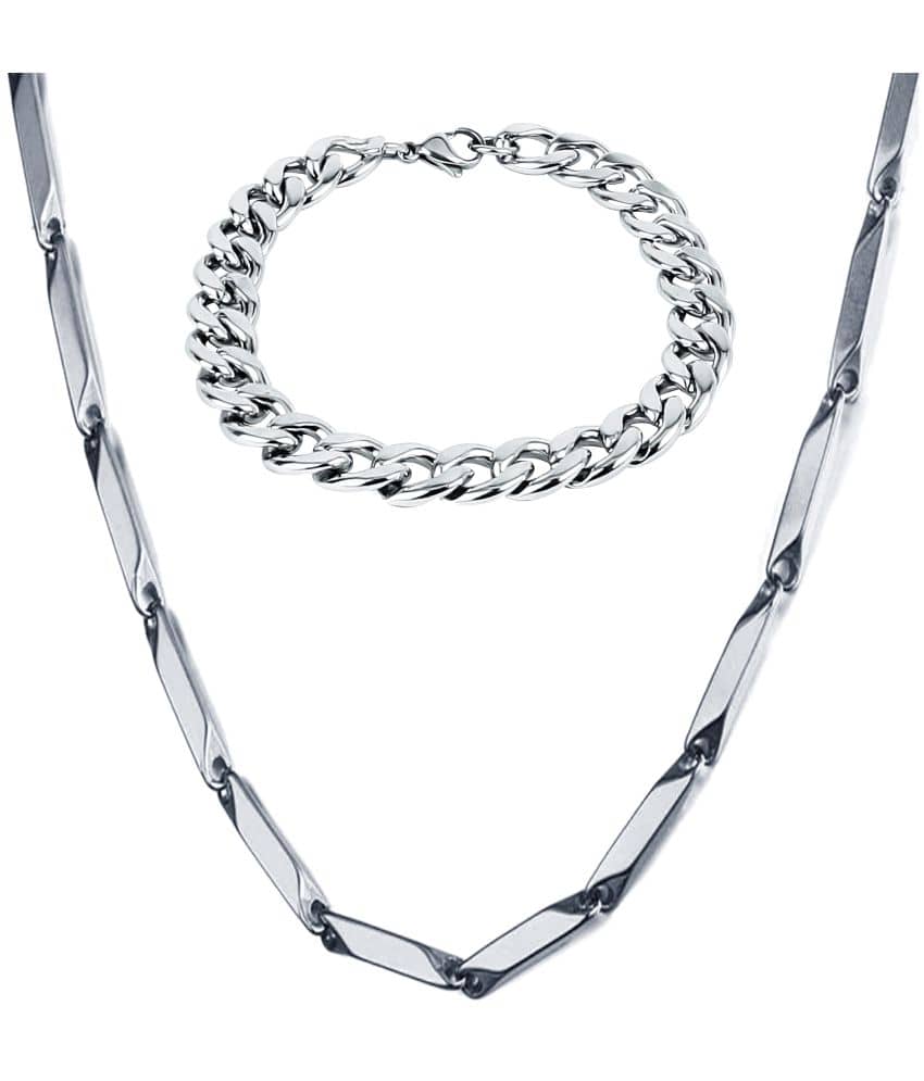 FASHION FRILL - Silver Plated Stainless Steel Chain ( Pack of 2 )