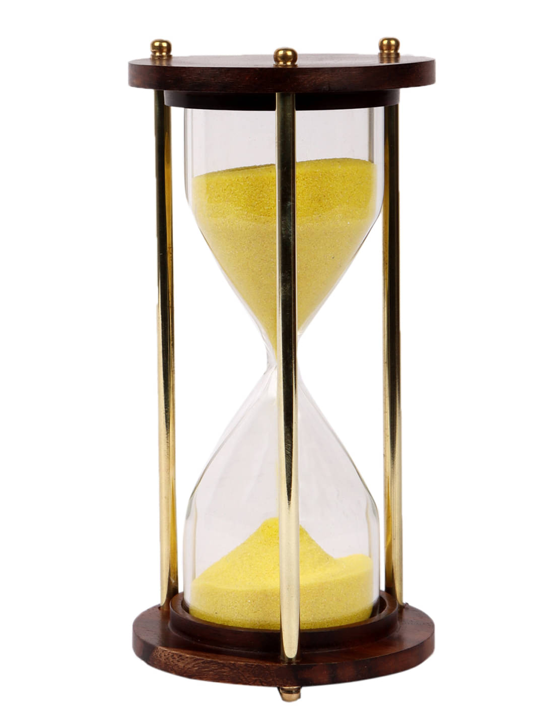 Generic - Brass And Wood Sand Timer (Yellow) Showpiece 14 cm Generic - Brass And Wood Sand Timer (Yellow) Showpiece 14 cm