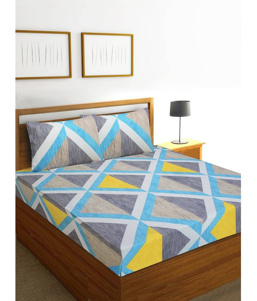 Home Candy Microfiber Geometric Double Bedsheet with 2 Pillow Covers - Multicolor Home Candy Microfiber Geometric Double Bedsheet with 2 Pillow Covers - Multicolor