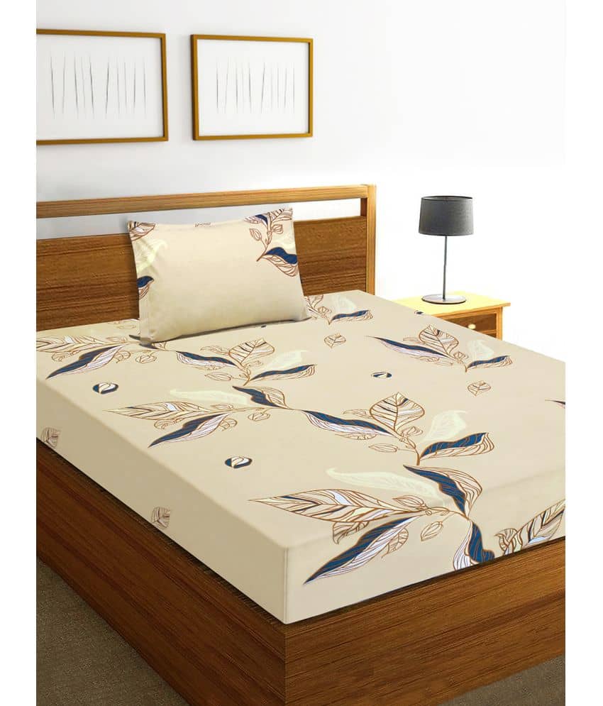 Home Candy Microfiber Nature Single Size Bedsheet with 1 Pillow Cover - Tan