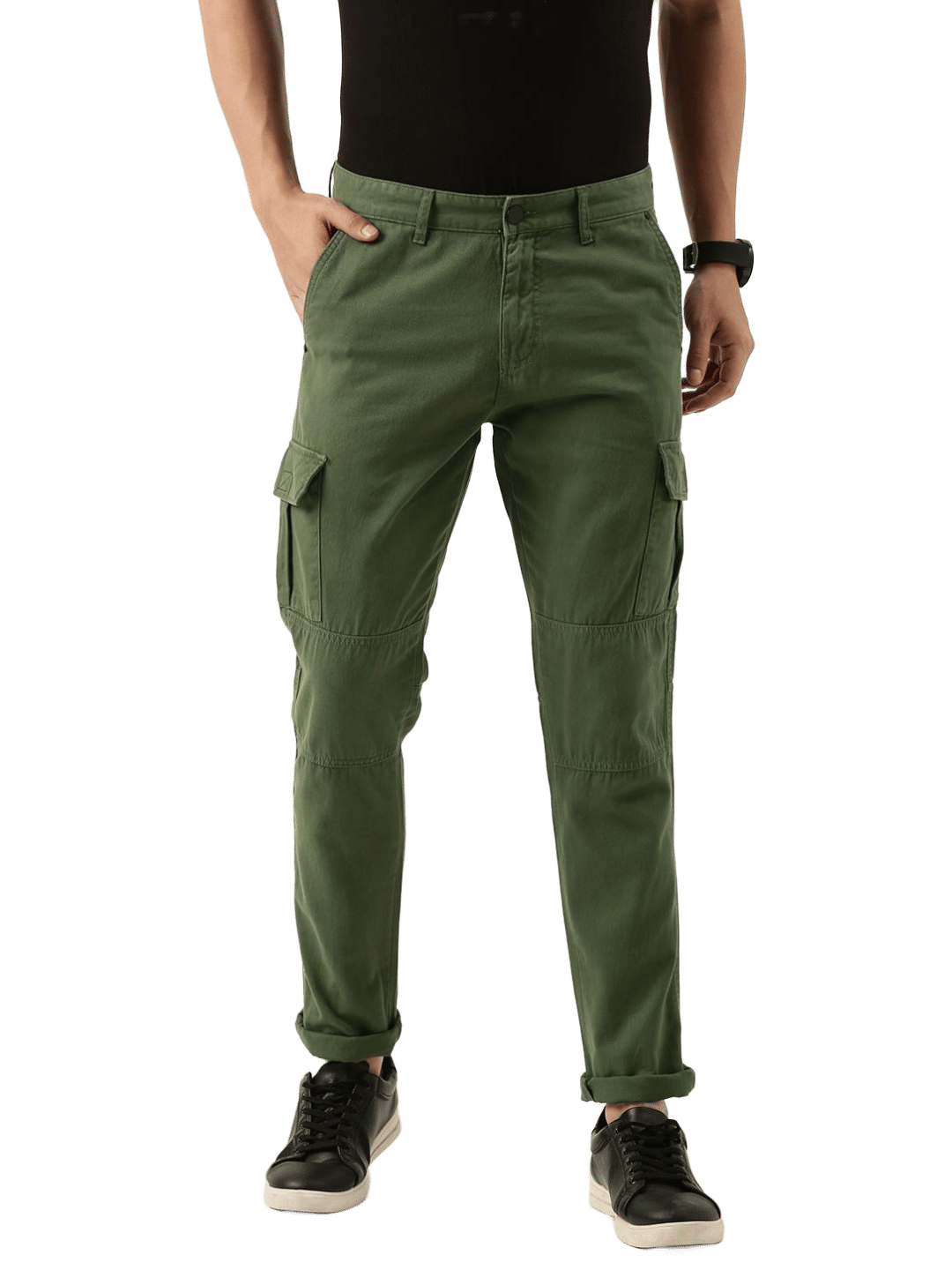 IVOC Men Pure Cotton Slim Fit Over-dye Cargos Trousers - Trousers | Buy online on ZillyBuy
