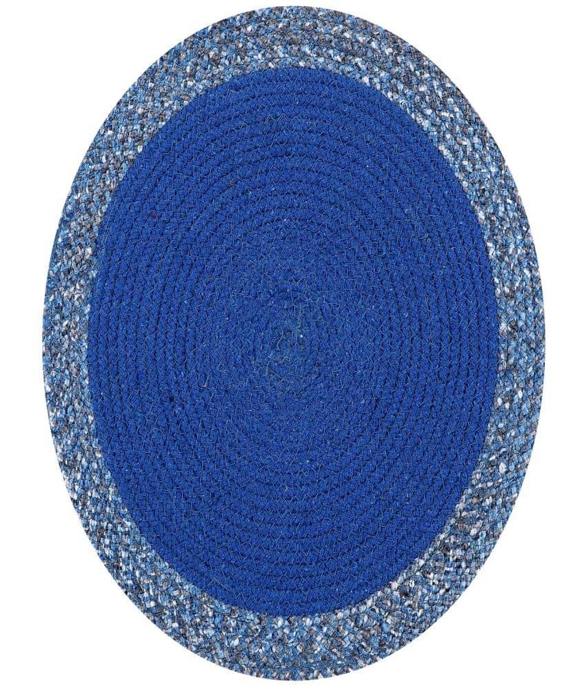     			LADLI JEE Cotton Solid Round Table Mats ( 31 cm x 31 cm ) Pack of 2 - Blue