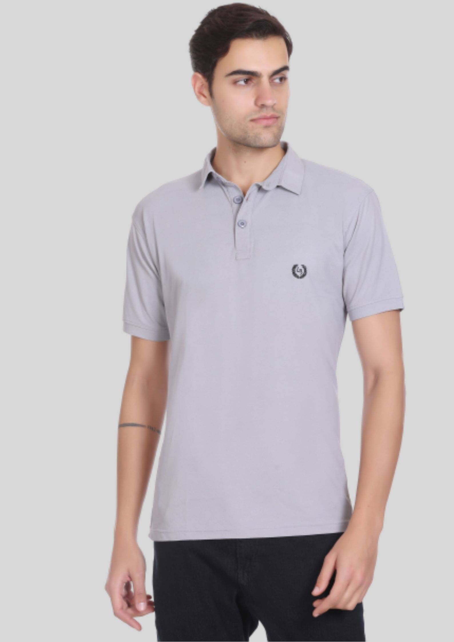 LEEBONEE Pack of 1 Cotton Blend Regular Fit Solid Half Sleeves Men's Polo T Shirt ( Light Grey ) LEEBONEE Pack of 1 Cotton Blend Regular Fit Solid Half Sleeves Men's Polo T Shirt ( Light Grey )