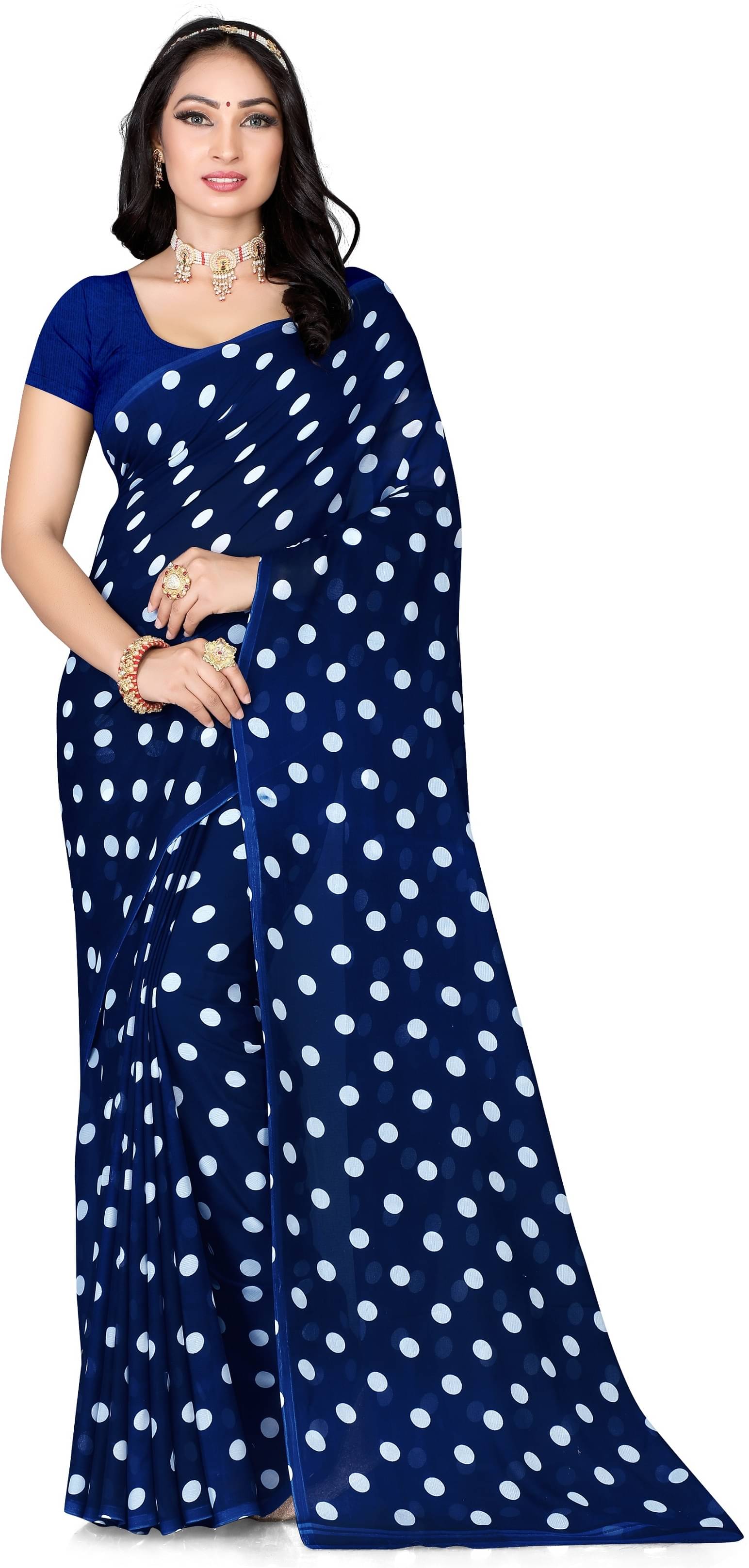 LEELAVATI Georgette Printed Saree With Unstitched Blouse Piece ( Blue ) LEELAVATI Georgette Printed Saree With Unstitched Blouse Piece ( Blue )