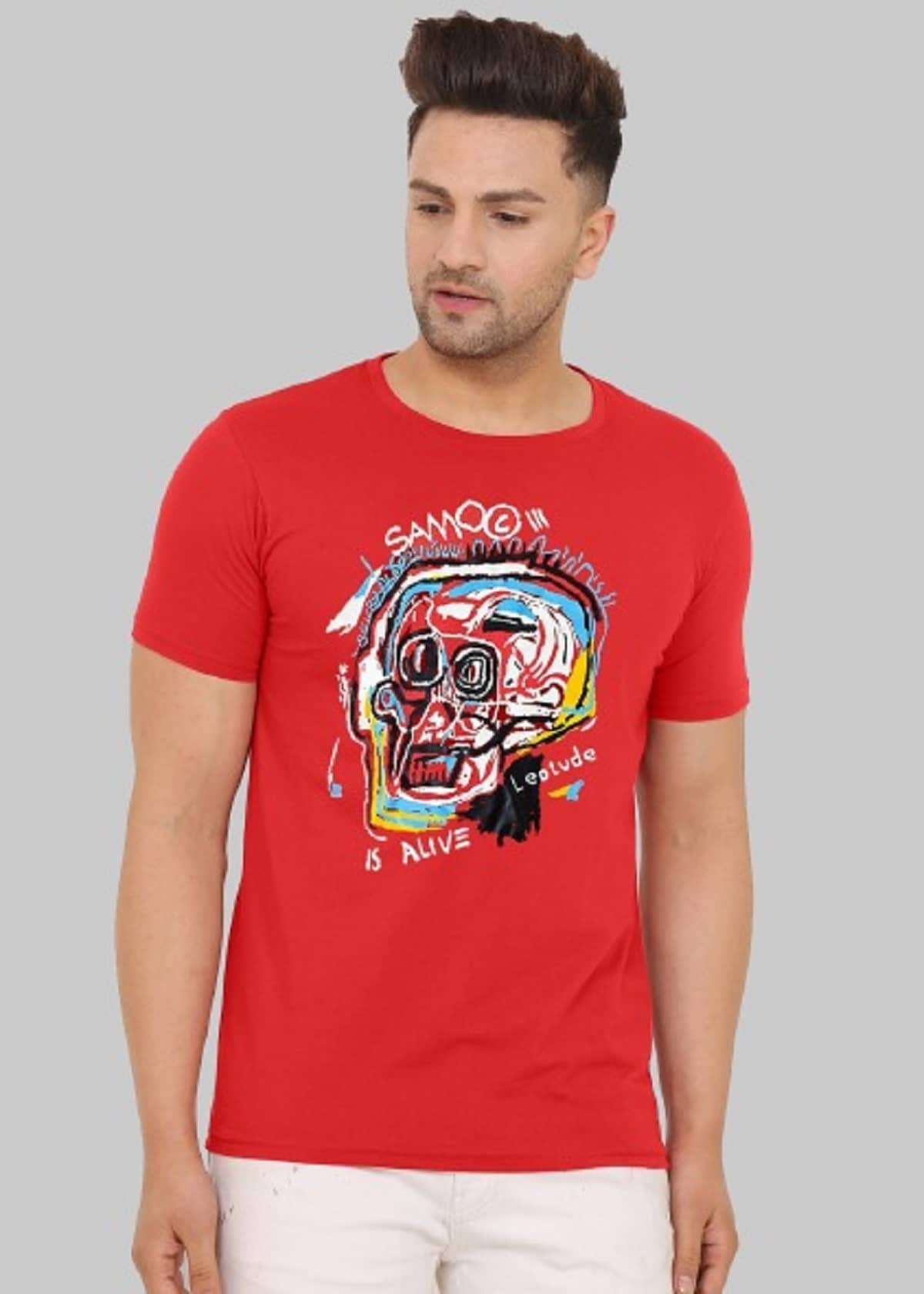 Leotude Pack of 1 Cotton Blend Regular Fit Men's T-Shirt ( Red )