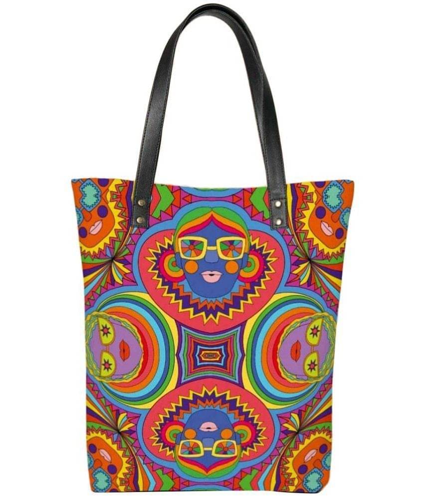     			Lychee Bags Tote Bag Canvas Set of 1 ( Multicolor )